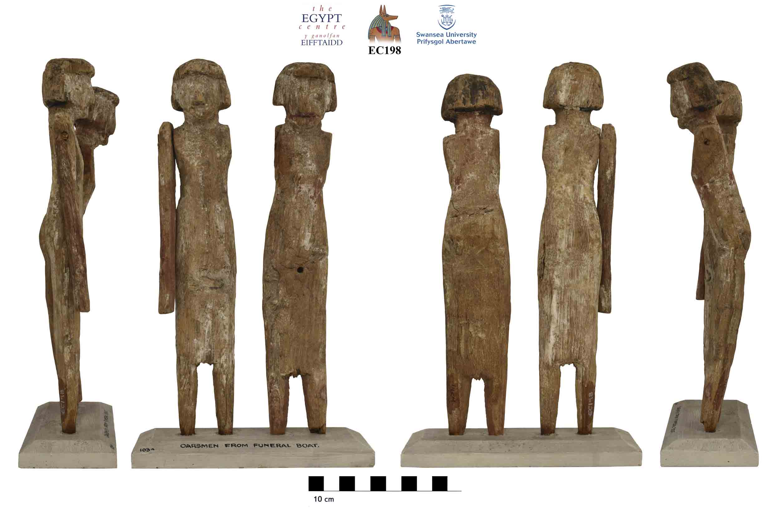 Image for: Pair of wooden funerary figures upon a base